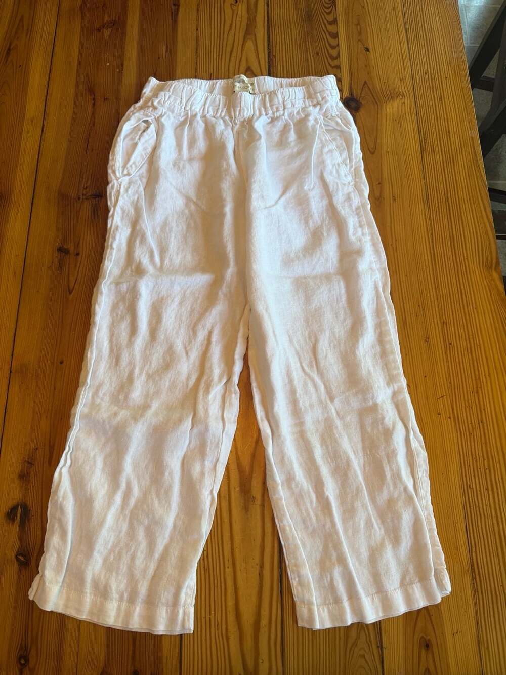 Cynthia Rowley Pull-On Linen Pants Size S White Casual Beach Resort